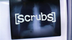 Scrubs logo on an x-ray card