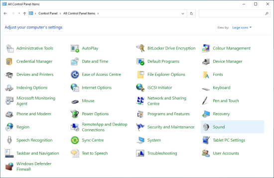 Screenshot of the Windows Control Panel in Windows 11 and Windows Server 2022 in icons view